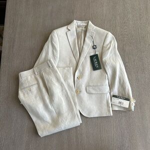 Boys suit Lauren Ralph Lauren 100% linen suit Tan 8R